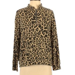 LNA leopard pullover with half zip, size small